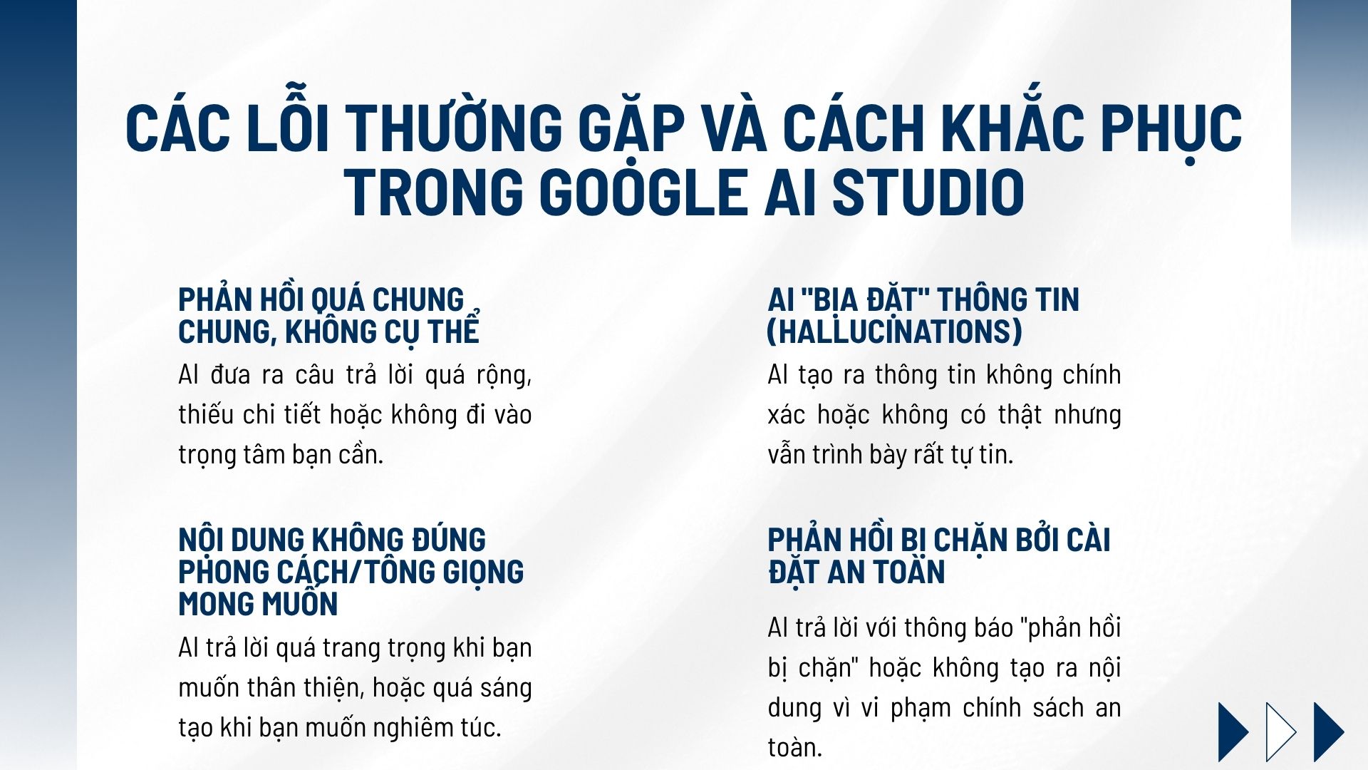 Các lỗi thường gặp và cách khắc phục trong Google AI Studio