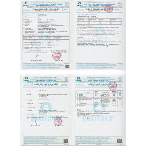 Giấy chứng nhận hiệu chuẩn và phiếu kết quả thử nghiệm