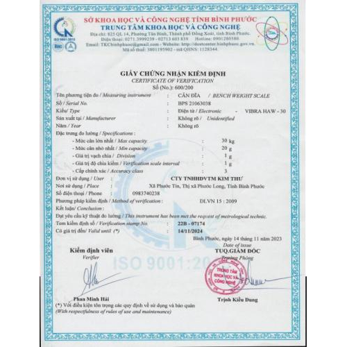 Giấy chứng nhận kiểm định
